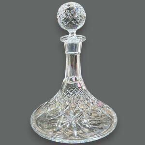 Crystal Ships Decanter With Stopper 10" Tall 7.5" Diameter at Base